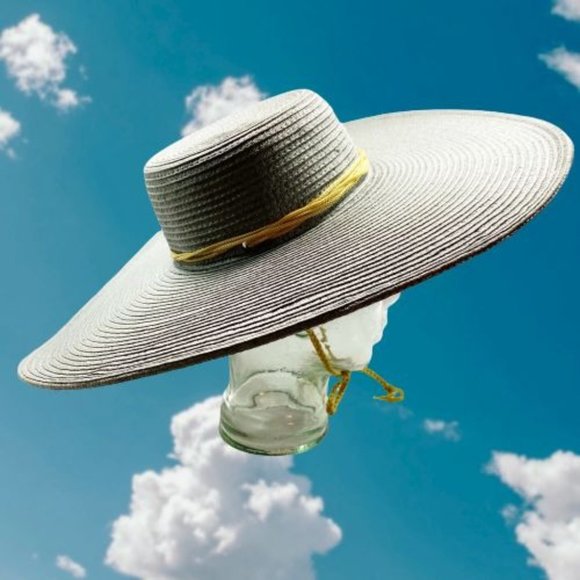 Blue Gray Wide Brim Flat Top Sun Hat main image 14